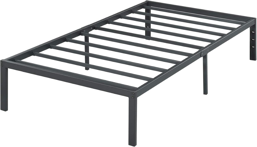 PrimaSleep 14 Inch Heavy Duty Steel Slat Anti-Slip Support, Easy Assembly Platform Bed frame, Noise Free Steel Mattress Foundation, Maximum Storage, No Box Spring Needed, Black, Twin Size