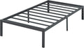 PrimaSleep 14 Inch Heavy Duty Steel Slat Anti-Slip Support, Easy Assembly Platform Bed frame, Noise Free Steel Mattress Foundation, Maximum Storage, No Box Spring Needed, Black, Twin Size