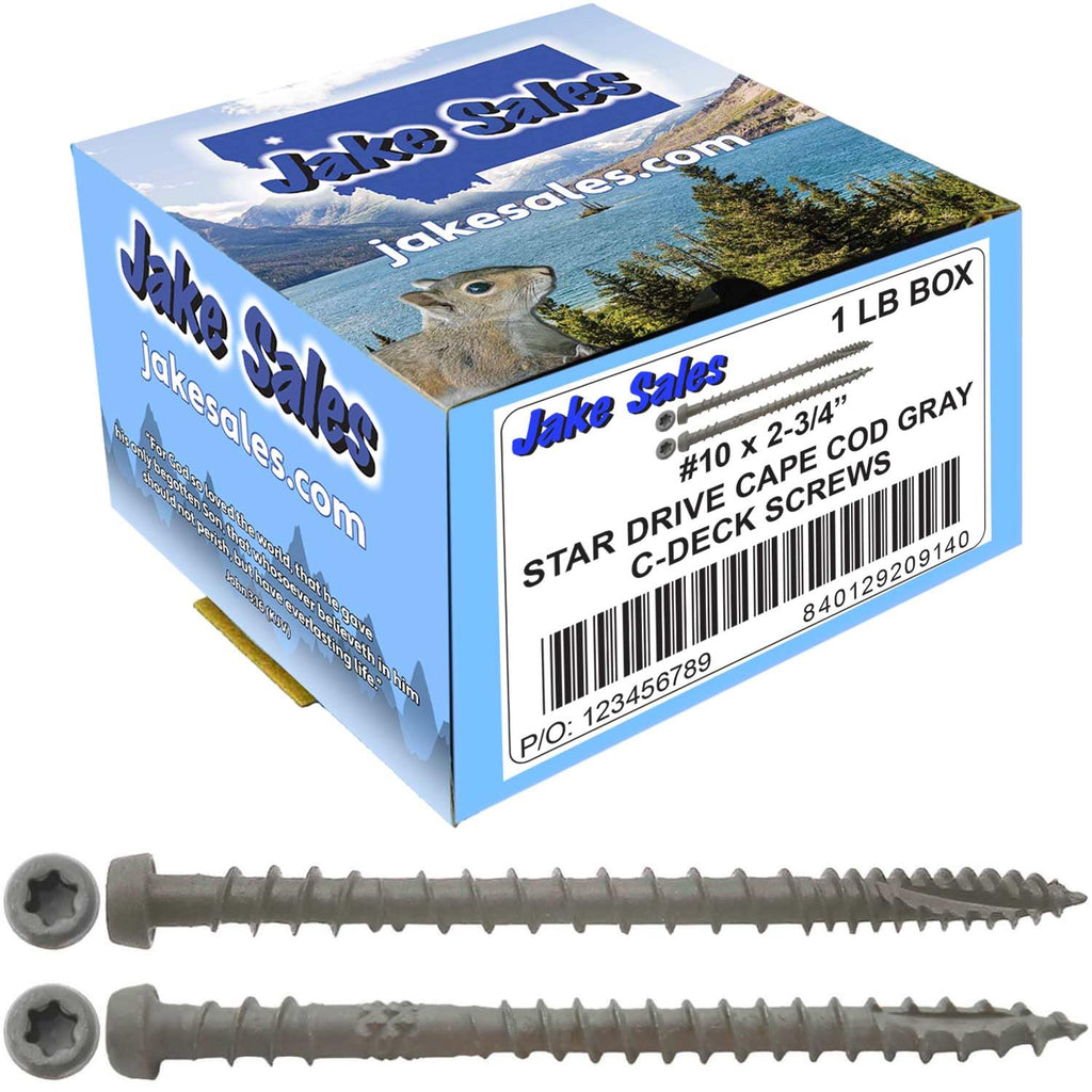 10 x 2-3/4' Cape COD Gray Composite Decking Wood Screw Torx/Star Drive Head - Exterior Coated - AQC Lumber Compatible CASE Qty 42 Boxes 3,570 Screws