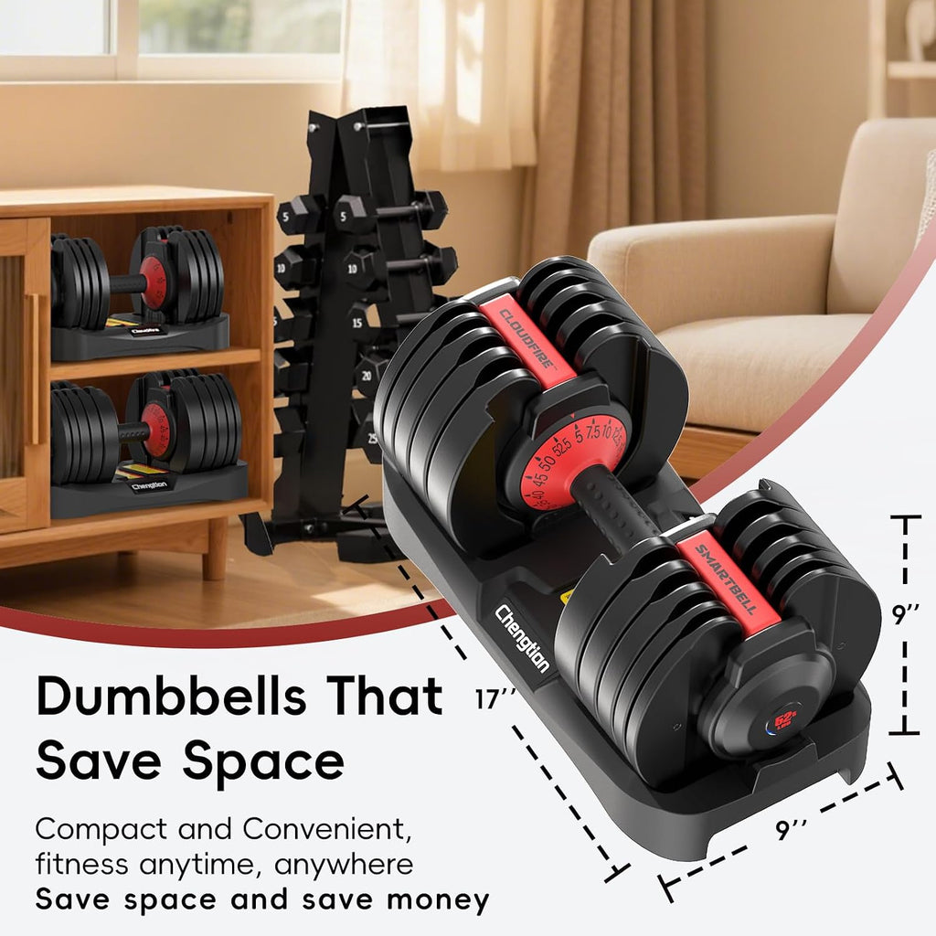New Upgraded Adjustable Dumbbell Set of 2 (52.5 lbs/25 lbs), 15/9 Weights Dumbbell Set with Safe Locking System, Quick Adjustable Dumbbells For Men and Women Home Gym Workout with Anti-Slip Handle