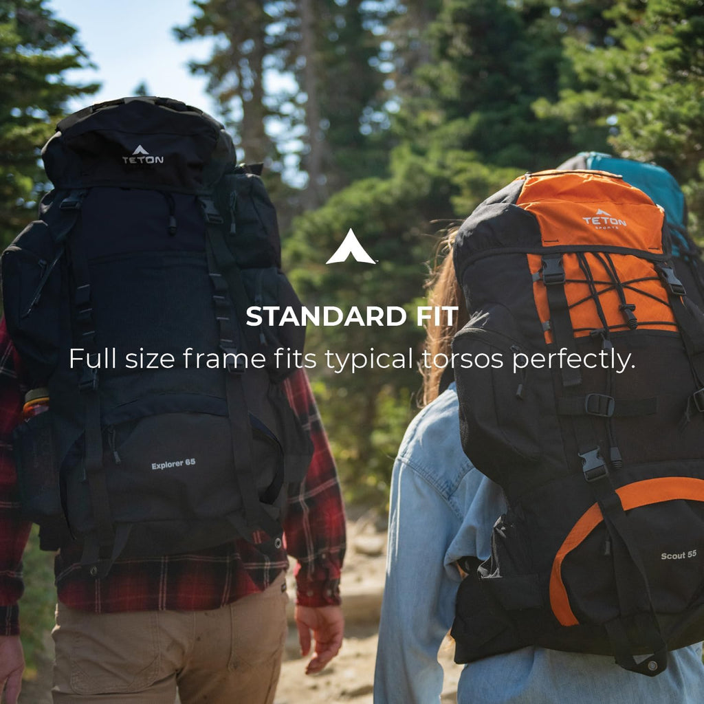 Teton 85L Explorer Internal Frame Backpack for Hiking, Camping, Backpacking, Rain Cover Included, Black