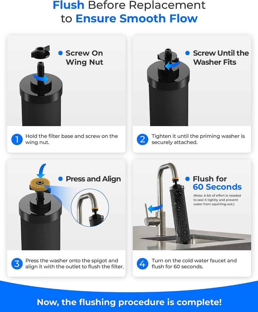 [Ultrafiltration] Waterdrop Gravity Water Filter, Replacement for Berkey®, Purewell®, BB9-2® Black Filters & PF-2® Fluoride Filters, Waterdrop Gravity Water Filter System, NSF/ANSI 372 Standard