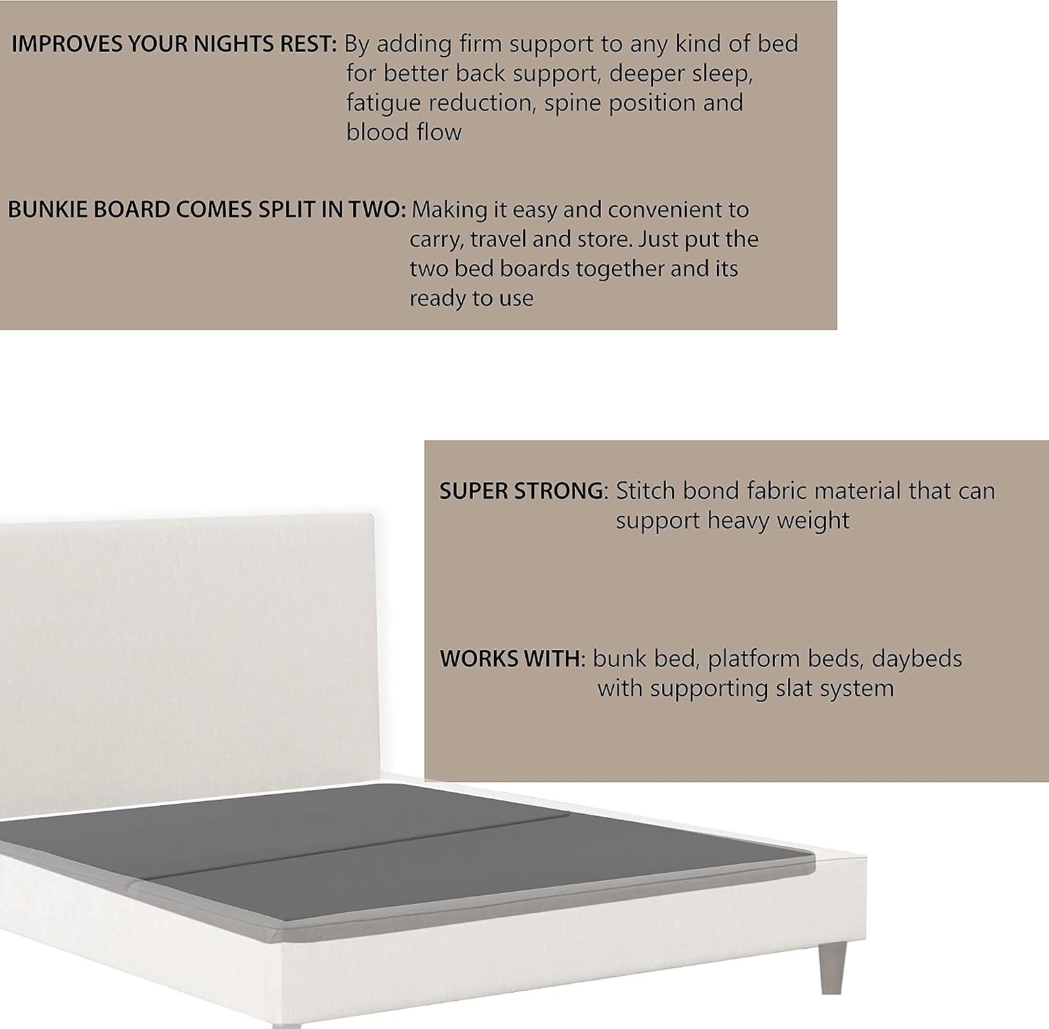 Mielmoon Luxury Strong Fully Assembled Slats for Mattress/Bed Support Bunkie Board (King)