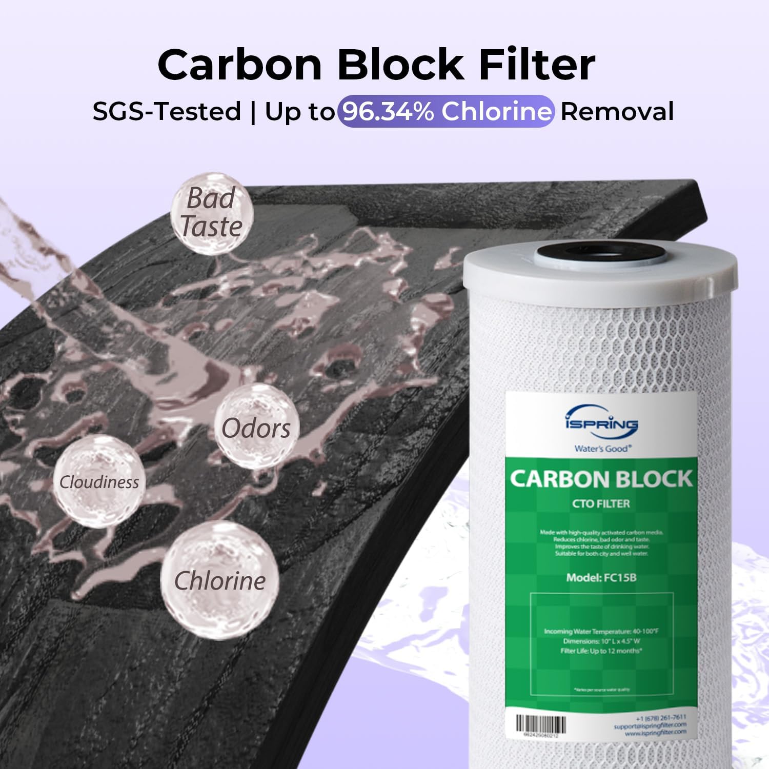iSpring F2WGB21BDS Whole House 4.5'x10' Water Filtration CTO Carbon Block and Anti-Scale Polyfilter Water Filter Replacement Cartridge Pack Set for WGB21B-DS