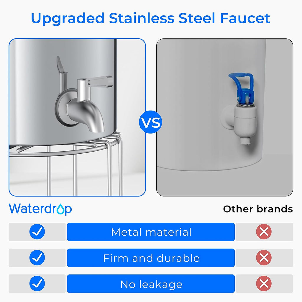 Waterdrop TK-AB-FS Gravity Water Filter System, with Silver Ions Enhanced Filtration, NSF/ANSI 42&372 Standard, Reduces Fluoride and Chlorine, with 4 Filters and Metal Spigot, 2.25G