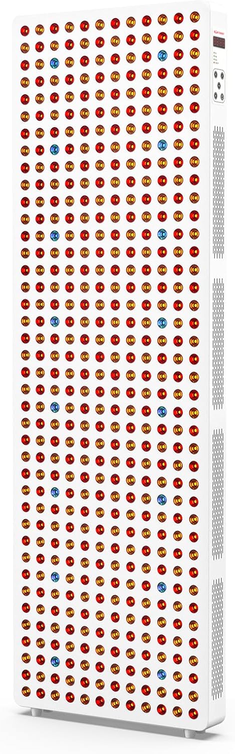 BONTANNY Red Light Therapy Full Body Panel, 480/630/660/810/830/850/1060nm Blue Red Near Infrared Light Device with 480 Dual Chip Clinical Grade LEDs, Remote Control, Timer for Face, Body, BO-2400