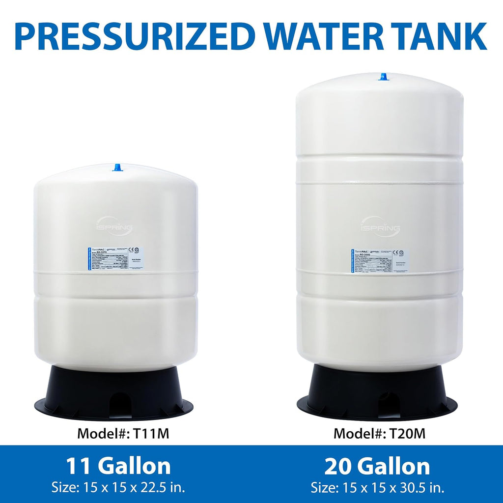 iSpring T11M 11 Gallon Pre-Pressurized Water Storage Reverse Osmosis Systems ro Tank, White