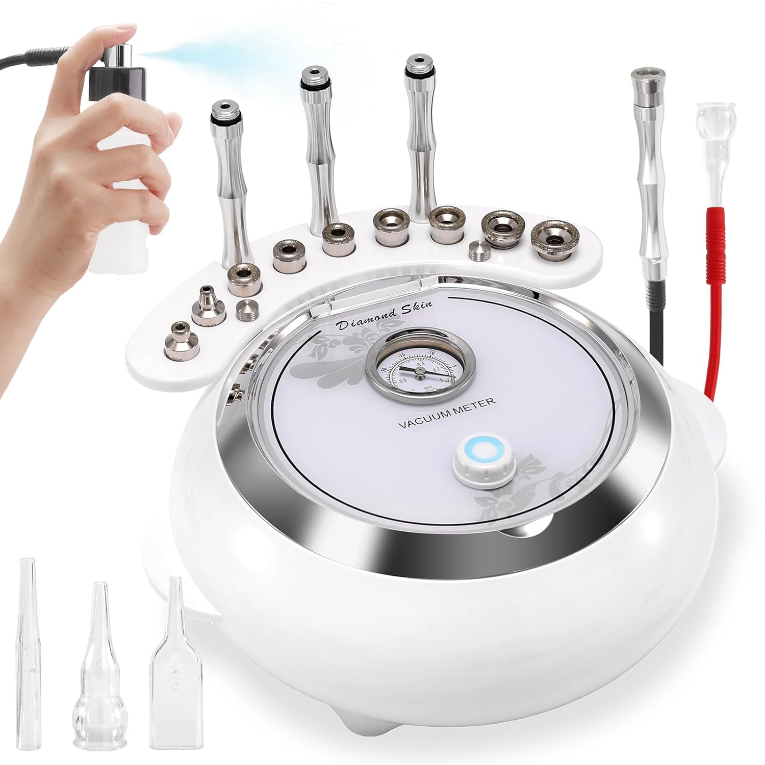 Diamond Microdermabrasion Machine, TopDirect 3 IN 1 Professional Dermabrasion Skincare Device for Adjustable Suction Facial Treatment (Suction Power: 0-68cmHg)