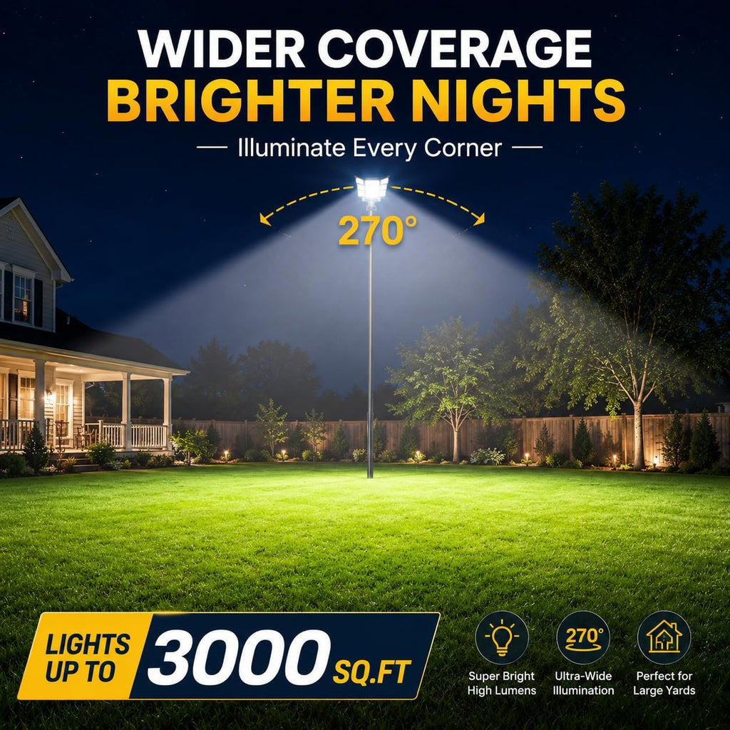 9000W Solar Street Lights Outdoor, Large Solar Powered Commercial Parking Lot Lighting Dusk to Dawn, 7000K Motion Sensor Light with Remote Control & Mounting Arm, IP67 Waterproof, for Yard, 2 Pack