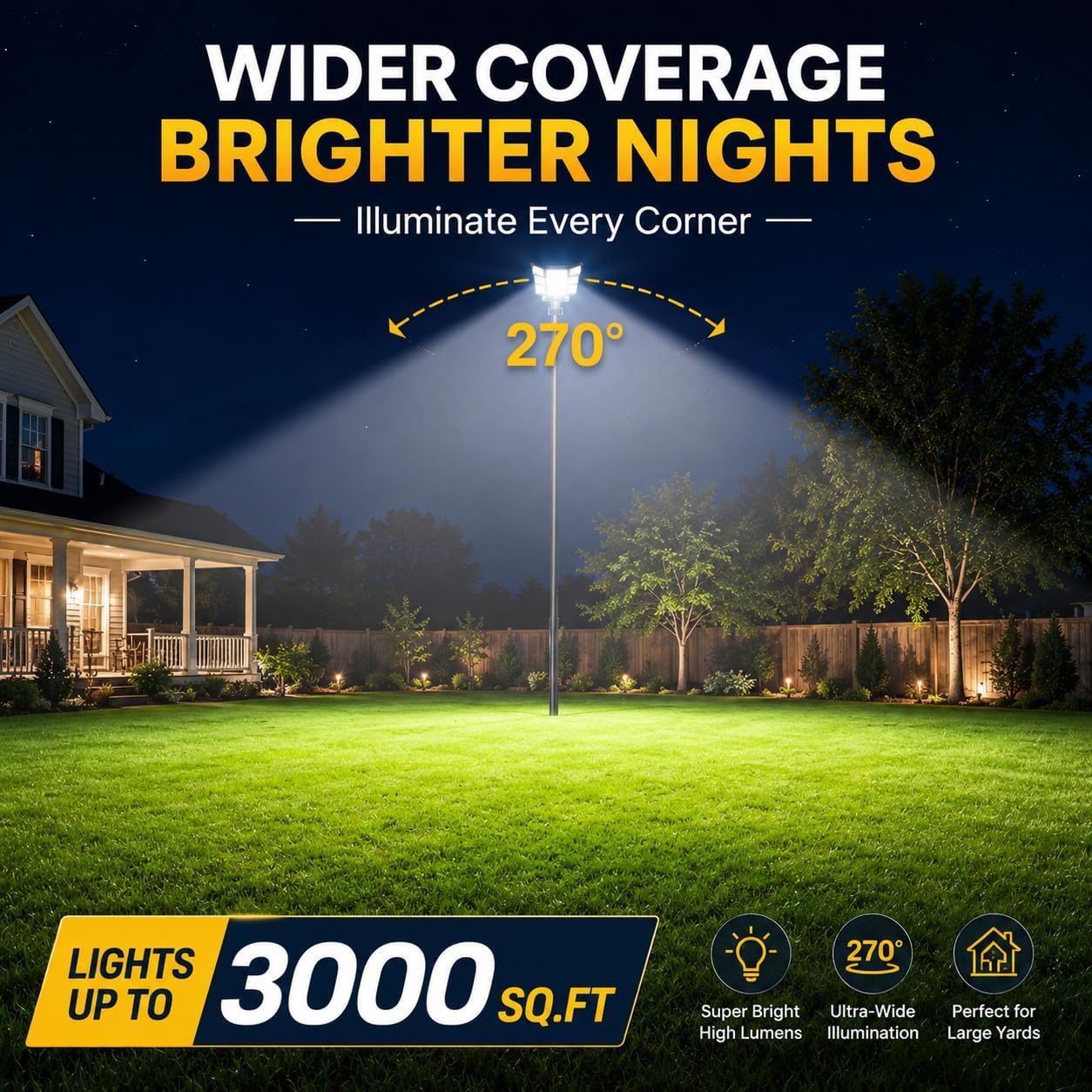 9000W Solar Street Lights Outdoor, Large Solar Powered Commercial Parking Lot Lighting Dusk to Dawn, 7000K Motion Sensor Light with Remote Control & Mounting Arm, IP67 Waterproof, for Yard, 2 Pack