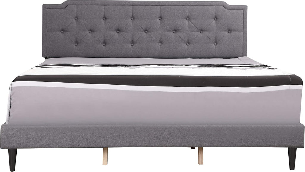 Glory Furniture Deb Fabric Upholstered King Bed in Gray