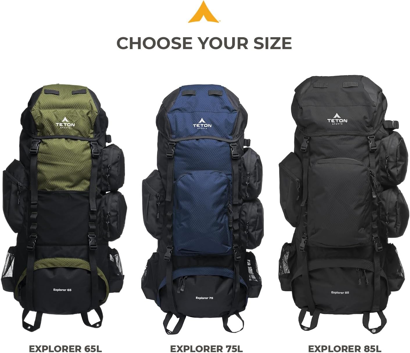 Teton 85L Explorer Internal Frame Backpack for Hiking, Camping, Backpacking, Rain Cover Included, Black