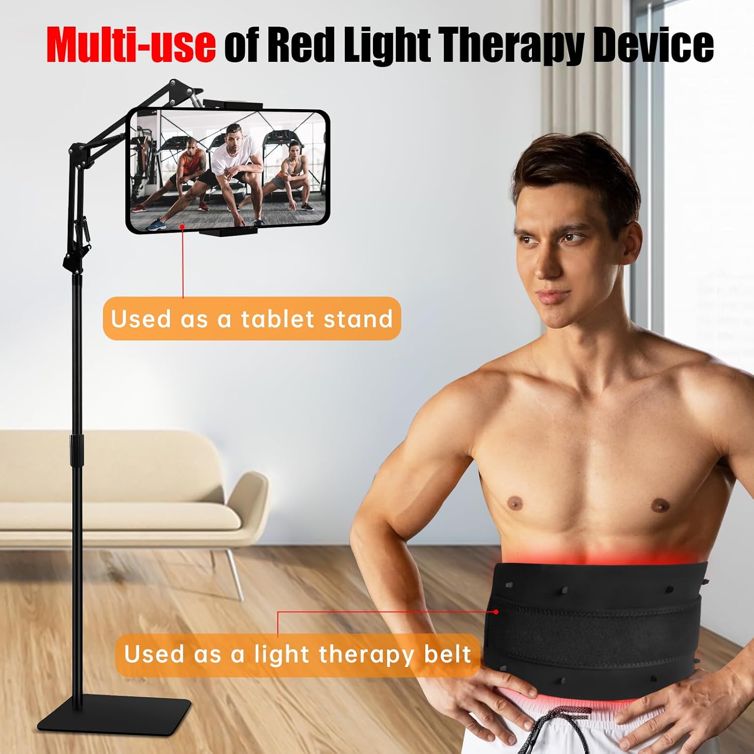 Red Light Therapy Lamp 10-in-1 with Stand & Belt, 660nm Red Light and 850nm Near Infrared, Face & Body Care Device for Skin & Muscle Recovery