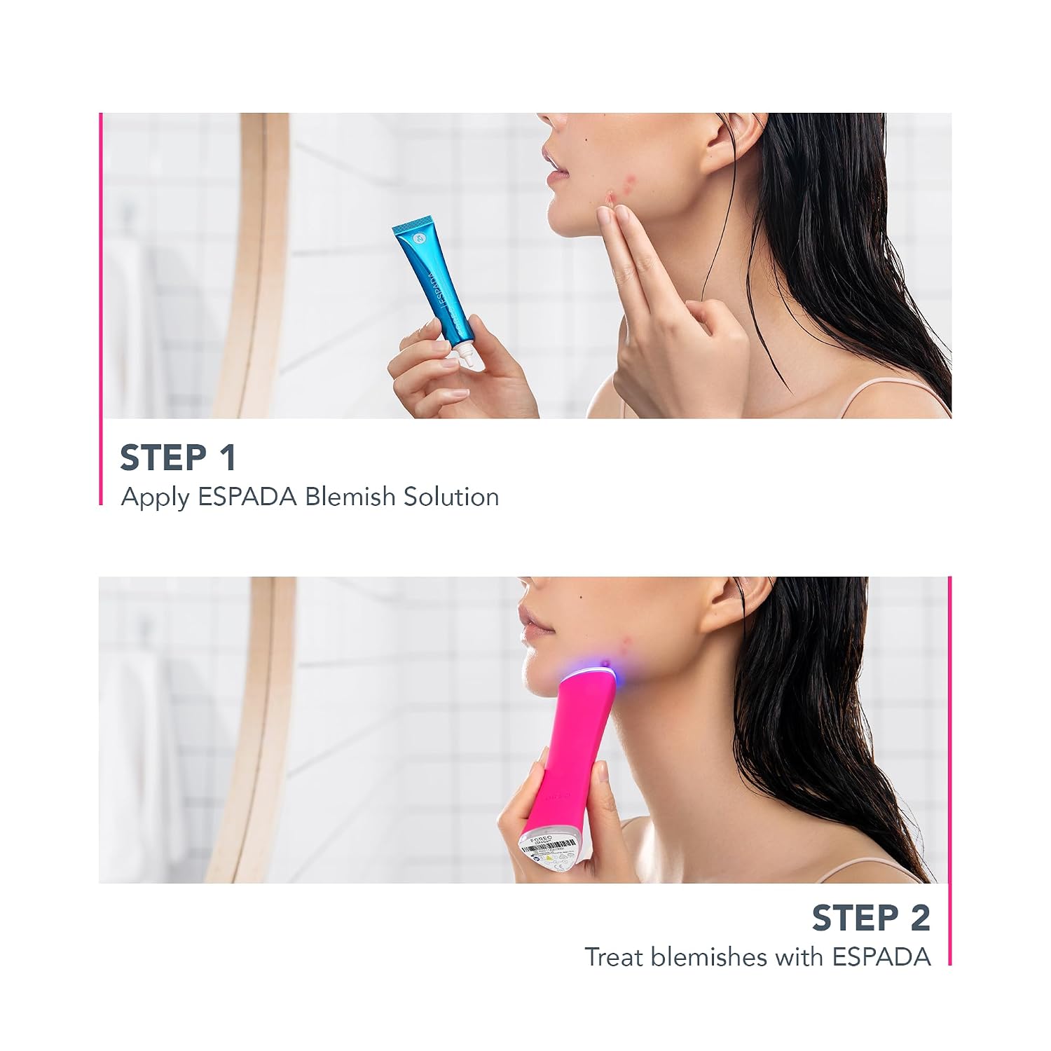 FOREO ESPADA 2 LED Light Device - Blemish Treatment Skincare Device - Medical-grade Silicone - Scar Treatment for Face - Pimple & Blemish Removal - FDA cleared - Fuchsia