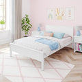 Max & Lily Full Bed, Solid Wood Full Bed Frame with Panel Headboard, Kids Full Bed with Wood Slat Support, No Box Spring Needed, White