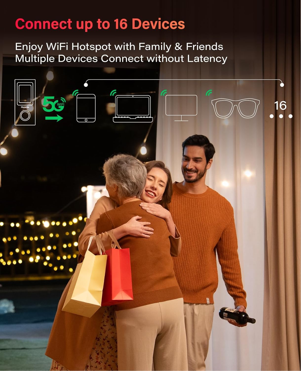 GlocalMe Red Numen Air 5G Mobile Hotspot, Portable WiFi Hotspot for Travel in 200+ Countries, Ultra High Speed WiFi Device with Speed Up to 2.5Gbps, No SIM Card Required, 16 Connected Devices