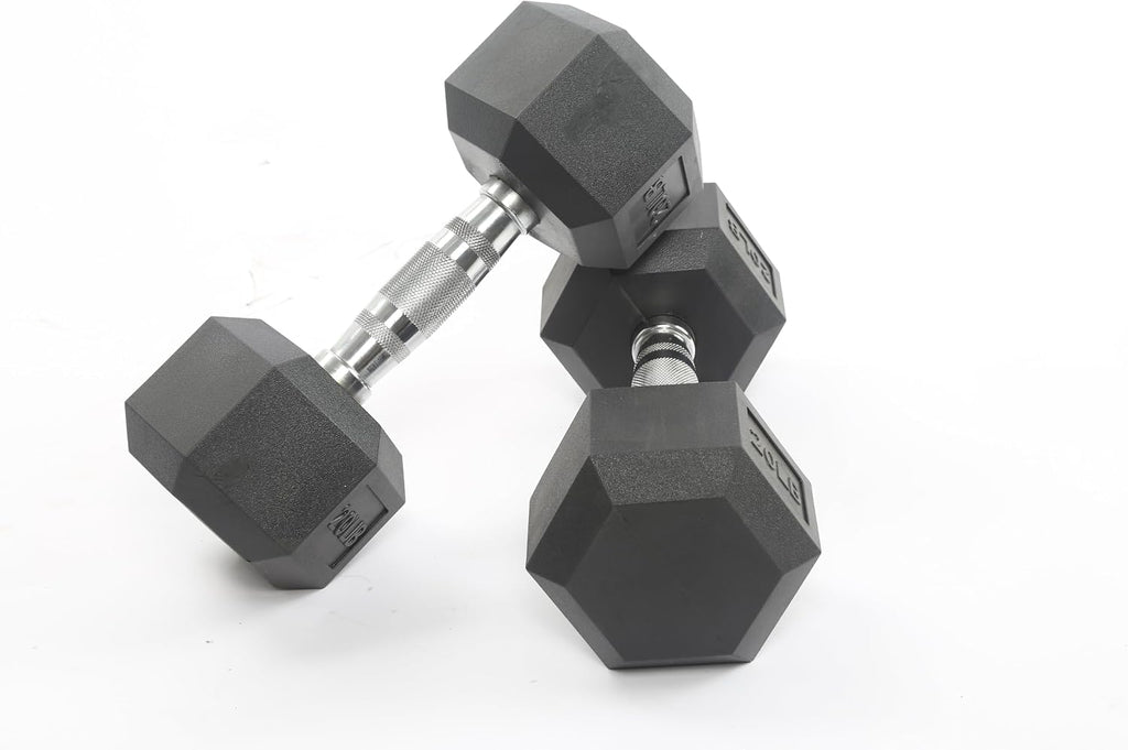 Hex Dumbbell Set Free Weights Rubber & PEV Coated, Non-Slip Anti-Roll Handles, Hand Weights for Strength Training, Home Gym Exercise Equipment for Unisex