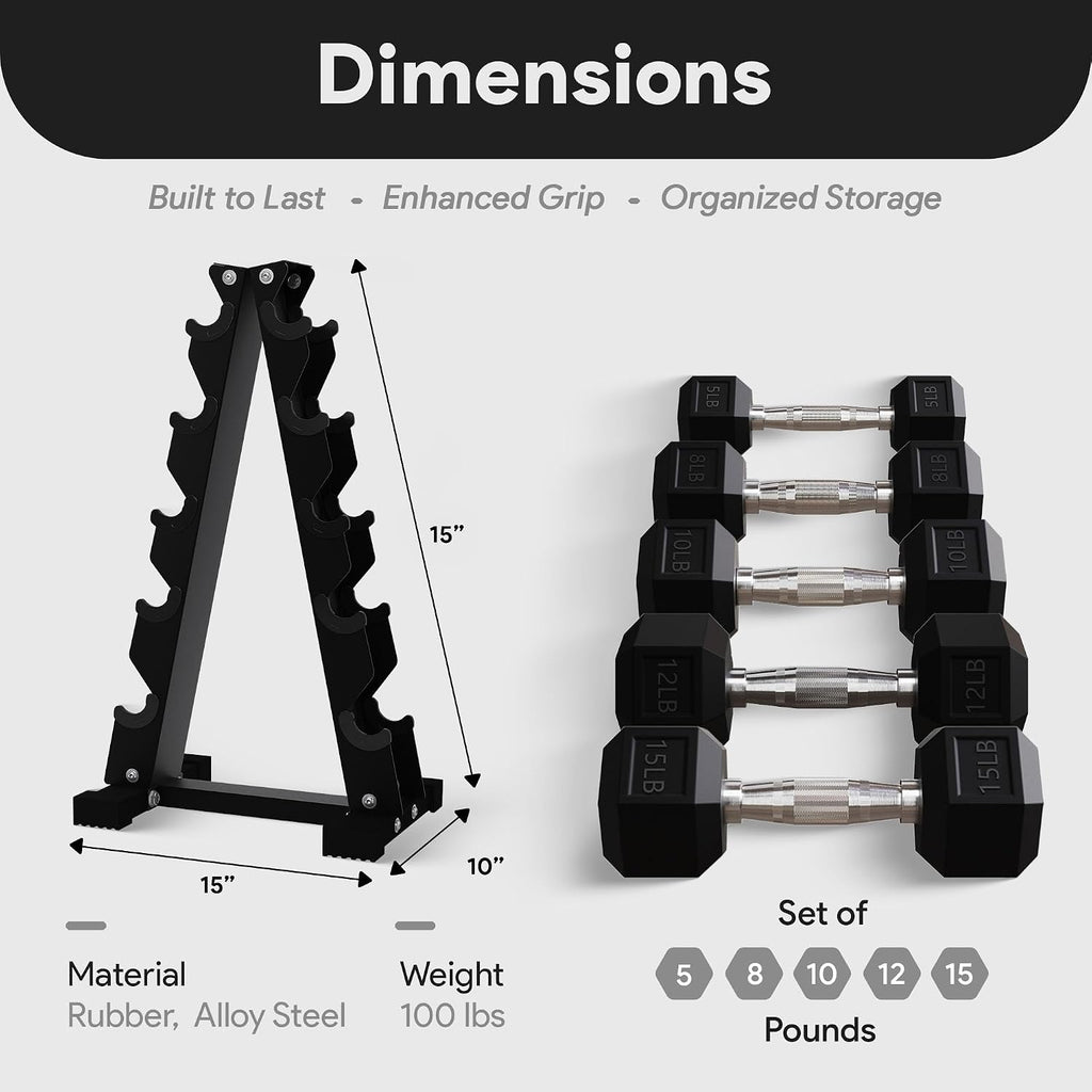 BalanceFrom Premium Rubber Encased Hex Dumbbell Sets, 46LBS Set, 60LBS Set, 100LBS Set
