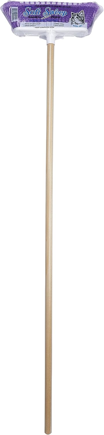 The Original Soft Sweep Magnetic Action Broom Assorted Colors with Natural Finish Wood Handles (12 Brooms)