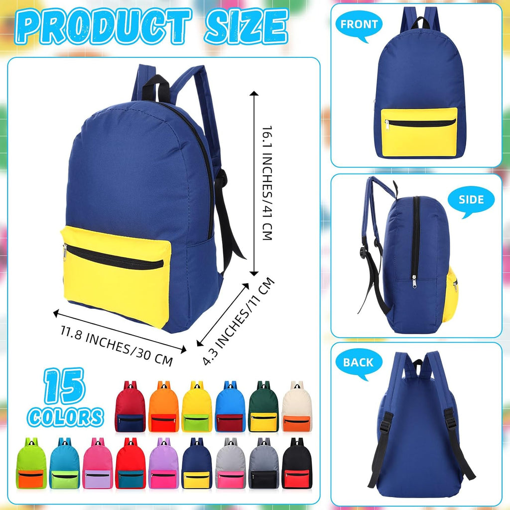 Sweetude 30 Pcs Backpack in Bulk 16' School Bookbags for Kids Lightweight Girls Boys Student Casual Kits (Trendy Patchwork)