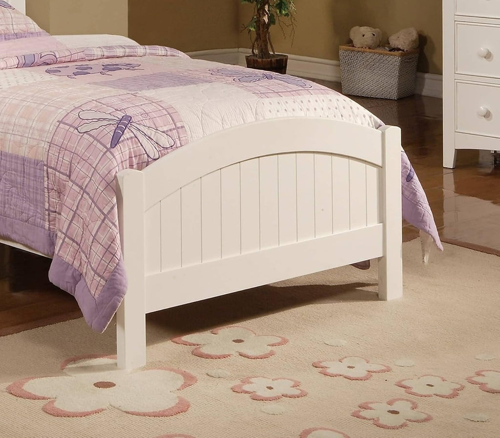 Bed Twin Frame | White Color Twin Size Bed Youth Bedroom Furniture Vertical Lines Carved Headboard Plywood