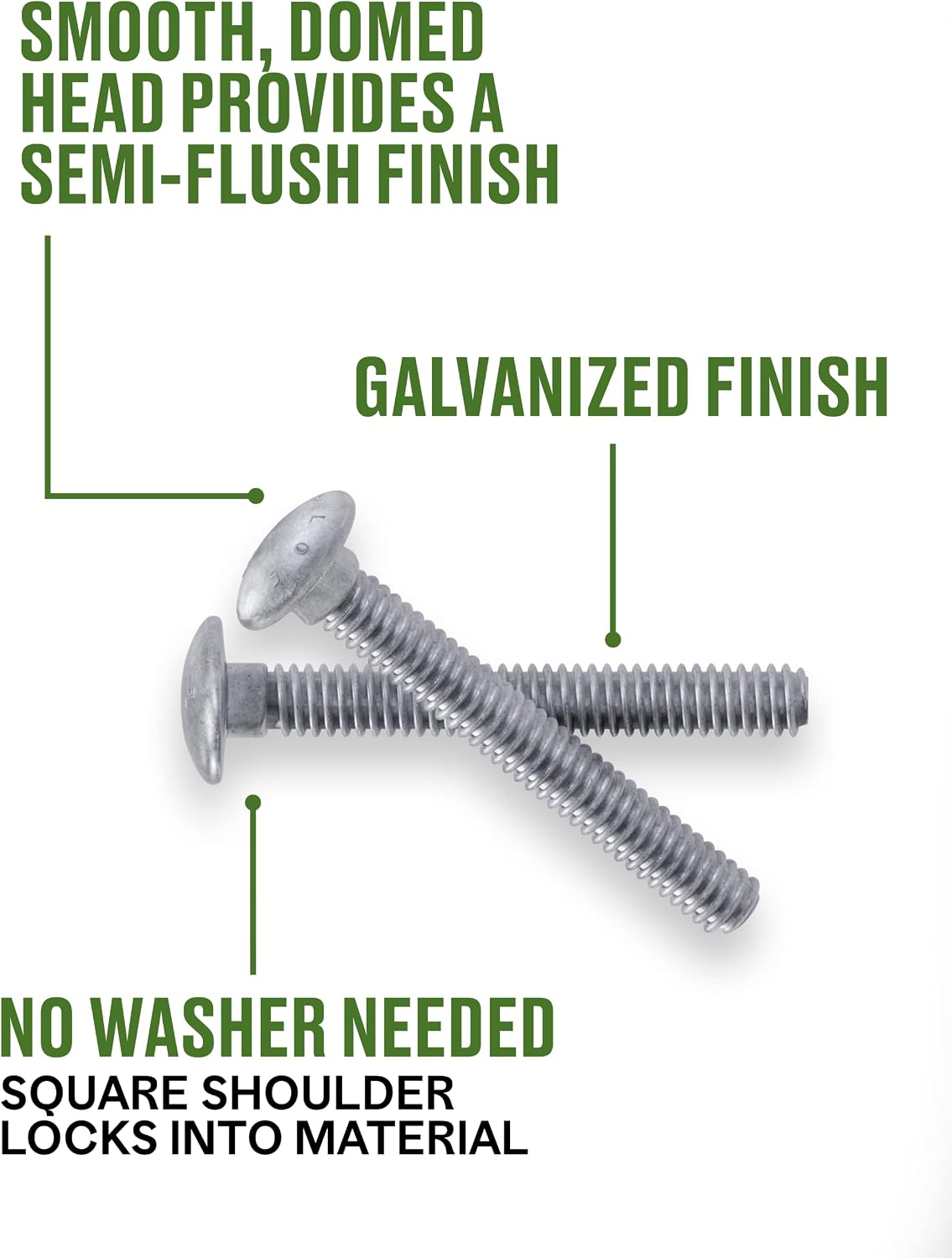 Hillman Group Galvanized Carriage Bolt 5/8' x 16', 25 Count, Blunt Point, Alloy Steel, Self-Locking Round Head Fasteners, Wood and Metal, No Washer Needed, Rust-Resistant (812660)