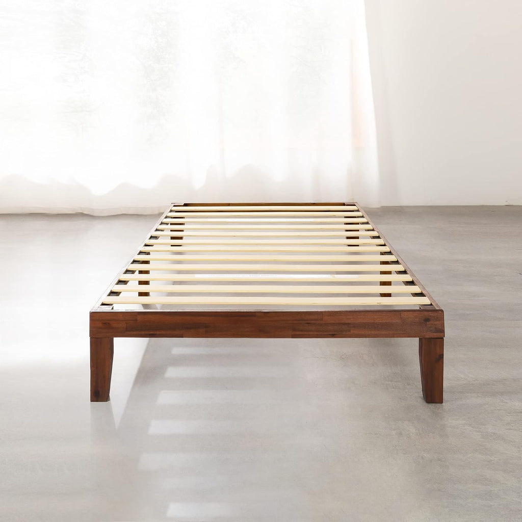 Mellow Naturalista Classic 12 Inch Solid Wood Platform Bed with Wooden Slats, Twin XL, Espresso