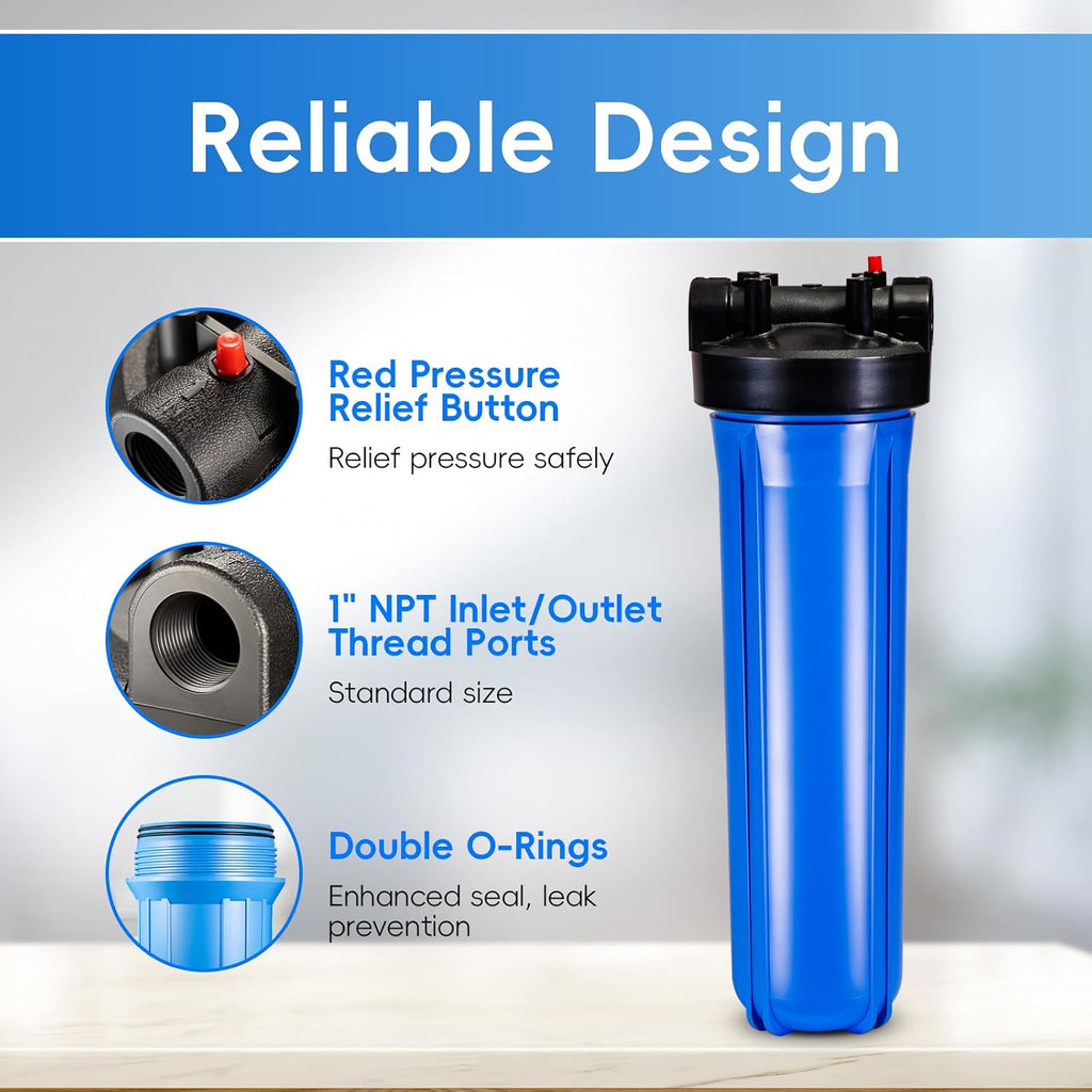 iSpring WGB12B 1-Stage Whole House Water Filtration System w/ 20' x 4.5' Carbon Block Filter - Reduces up to 99% Chlorine