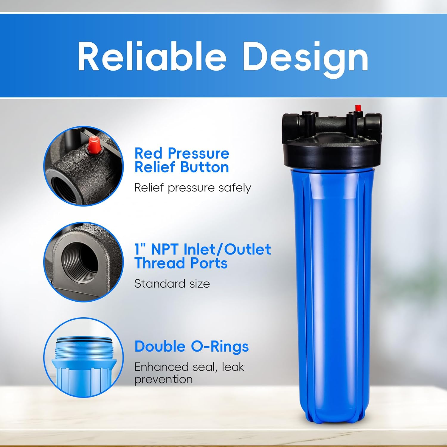 iSpring WGB12B 1-Stage Whole House Water Filtration System w/ 20' x 4.5' Carbon Block Filter - Reduces up to 99% Chlorine