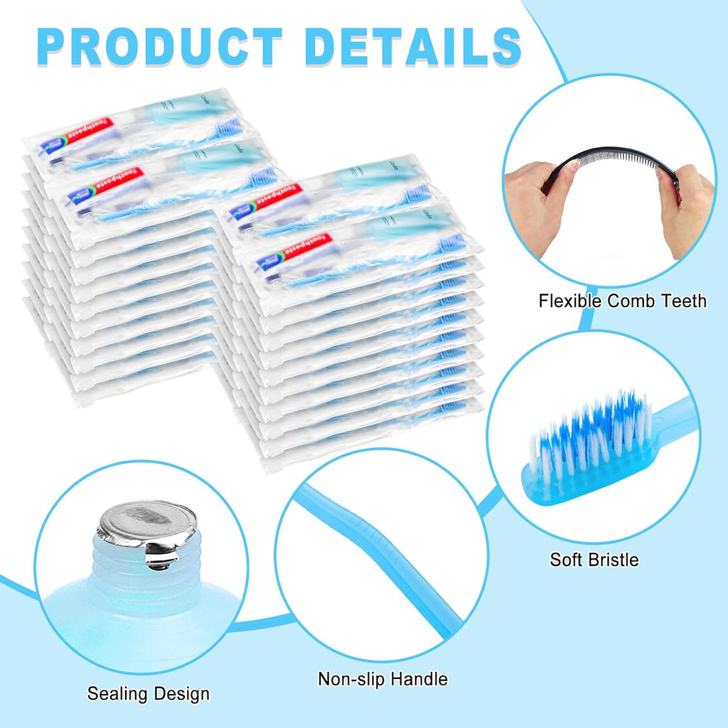 100 Kits Basic Toiletry Kits Homeless Personal Hygiene Kit Bulk Homeless Care Package Supplies Travel Toiletry Kit Homeless Hygiene Kit Bulk for Men Women Disposable Toiletry Kit(10-IN-1)