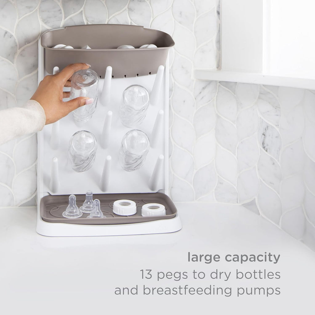 Ubbi Vertical Baby Bottle Drying Rack, Space Saving Countertop Drying Rack Baby Accessory, Taupe (Pack of 6)