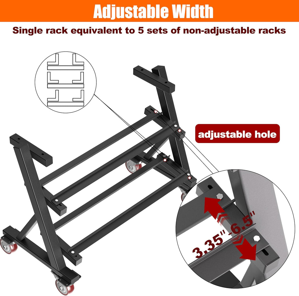 Heavy Duty 3 Tier Dumbbell Rack Stand, 1200LBS Commercial Weight Storage Organizer for Home Gym (Select Frame Type: Kettlebell Flat Tray, All Rails, or Rolling Wheels), Stand Only