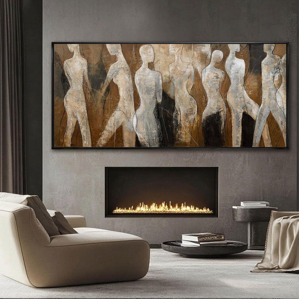 Line Framed Wall Art Figure Wall Prints Contemporary Hanging Wall Decor 32'x70' Large Artwork for Living Room Office Decorations