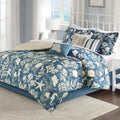 BLACK FOREST DECOR Indigo Reef Bed Set - Queen, Cotton, Quilt & 2 Shams, 60' W x 80' L x 15' H