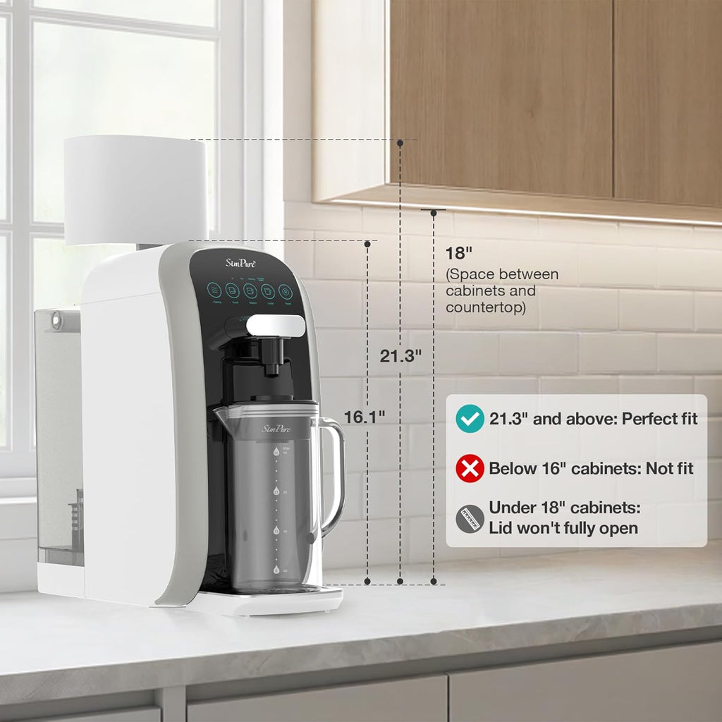 SimPure Y7T-C Countertop Reverse Osmosis Water Filter, NSF/ANSI 58 Certified, 5 Stage RO Water Filtration System, Water Purifier for Home, No Installation, 4: 1 Pure to Drain, CTO Enhanced Taste