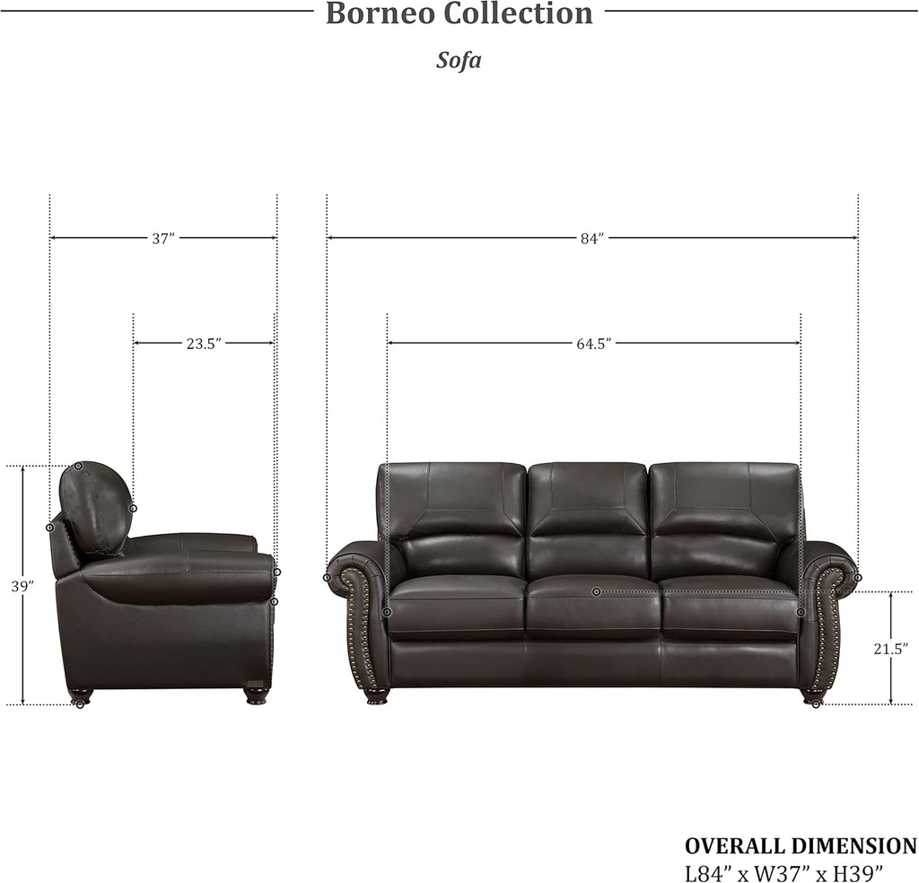 Lexicon Leather Match Sofa Set, Top Grain Leather Match Living Room Furniture Sets, Include Sofa Couch and Loveseat, 2-Piece Set, Dark Brown