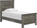 Signature Design by Ashley Frandern Industrial Panel Bed with Nailhead Accents, Foundation or Box Spring Needed, Twin, Gray