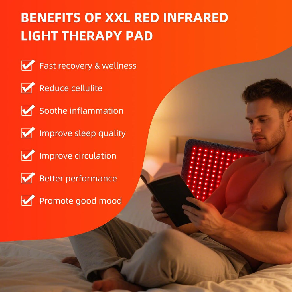 bonodave Red Infrared Light Therapy Mat for Body, 31.75' x 11.5' Red Light Pad Upgraded 3 Chips in 1 Beads 360pcs LEDs 660nm 850nm RLT Device for Body Back Shoulder Knee Joint Pain Relief, Ideal Gift