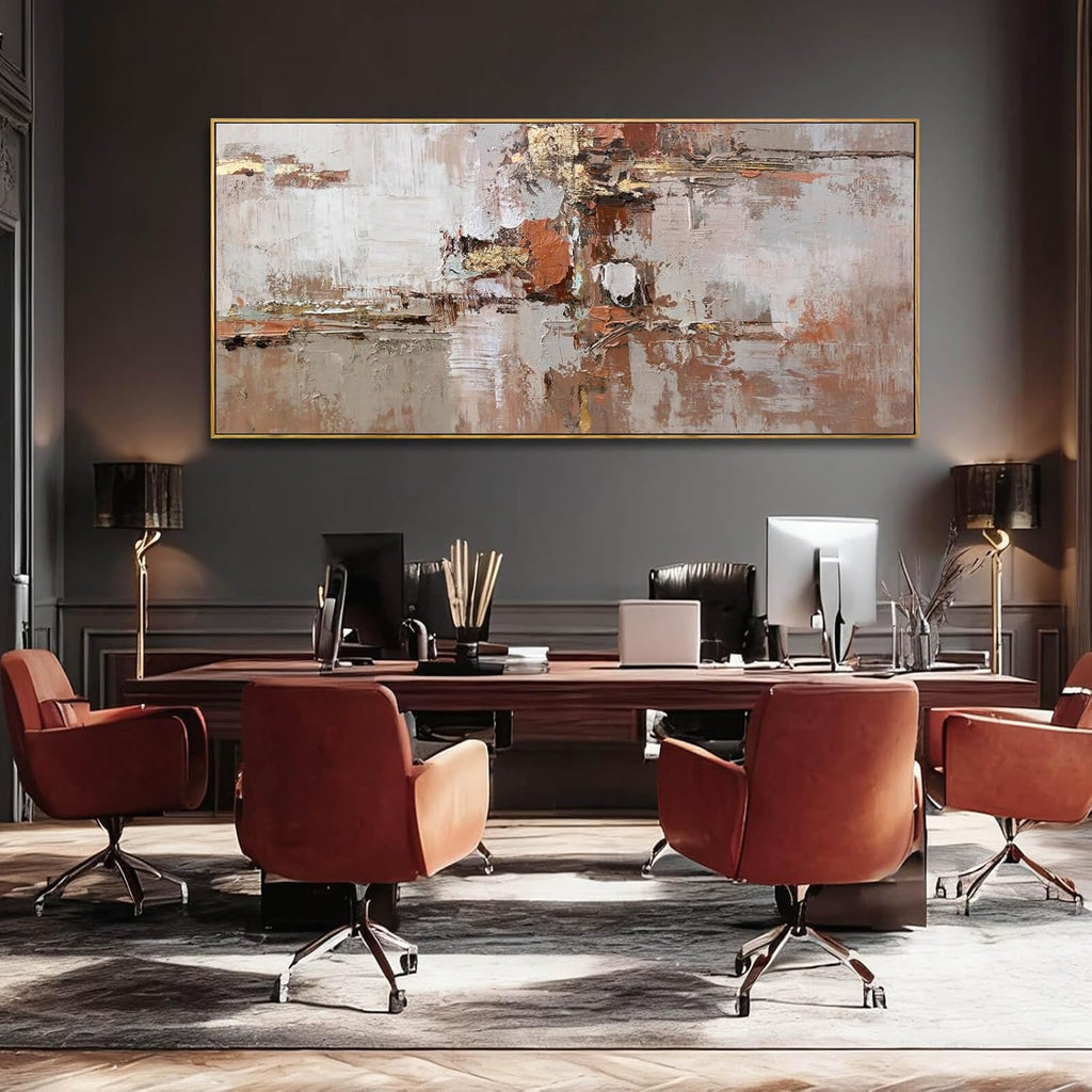 Brown and Gold Canvas Wall Art Colorful Abstract Minimalist Framed Prints for Wall Decor 32'x70' Large Artwork for Living Room Bedroom Kitchen Office