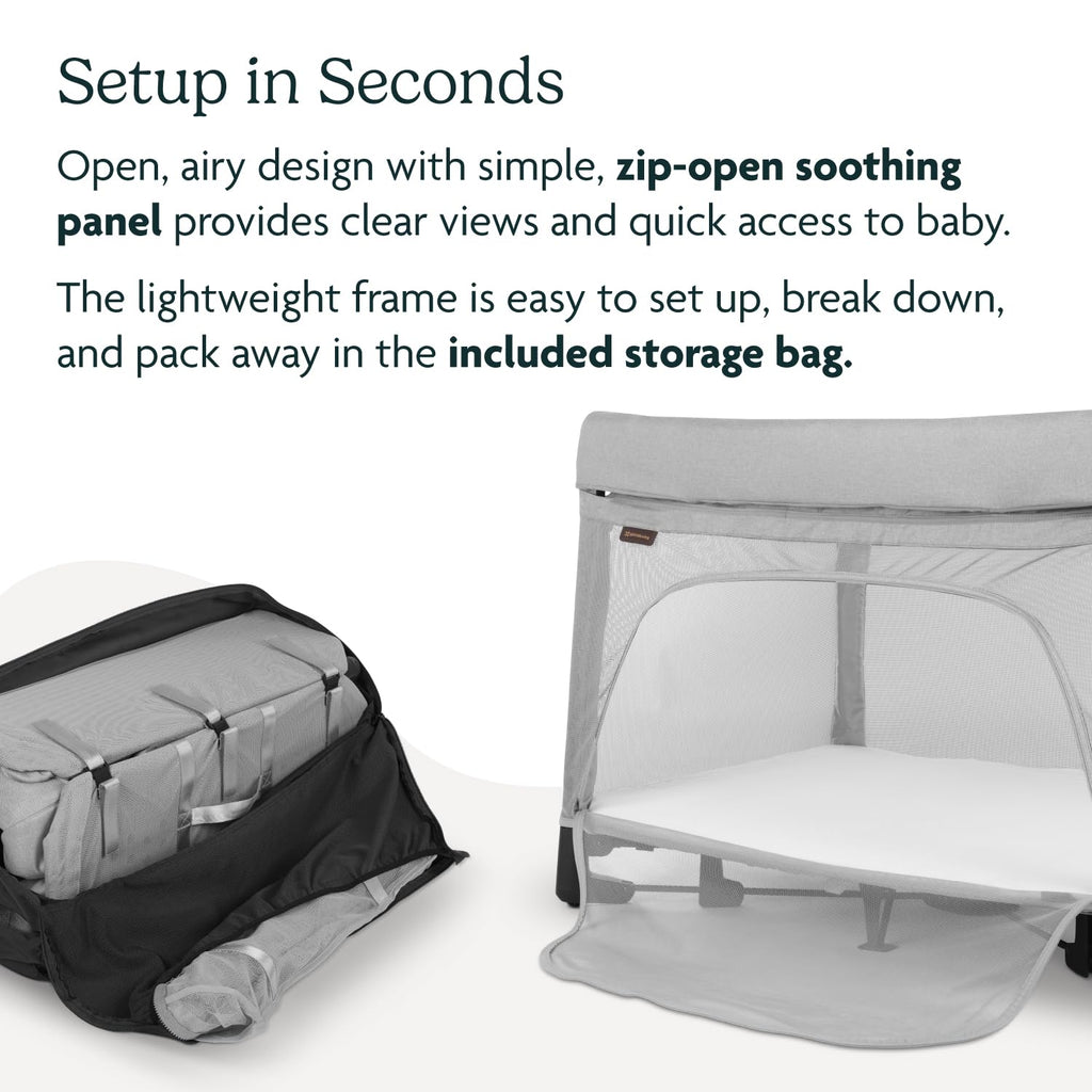 UPPAbaby Remi Playard | Deluxe 3-in-1 Portable Playard, Bedside Bassinet + Travel Crib| Mesh Bassinet, Mattress, Organic Cotton Mattress Cover + Storage Bag Included | Stella (Grey Brushed Mélange)