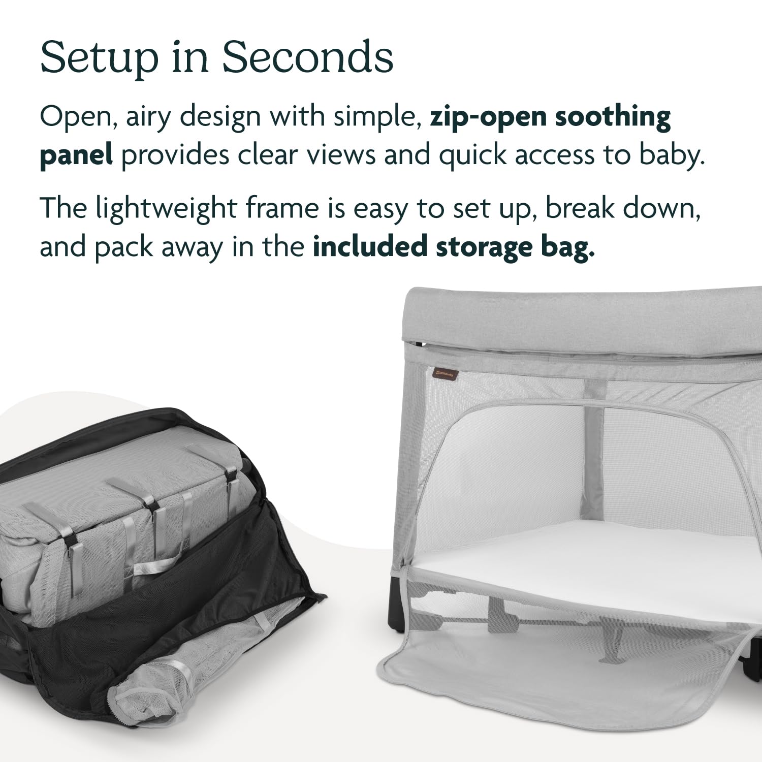 UPPAbaby Remi Playard | Deluxe 3-in-1 Portable Playard, Bedside Bassinet + Travel Crib| Mesh Bassinet, Mattress, Organic Cotton Mattress Cover + Storage Bag Included | Stella (Grey Brushed Mélange)