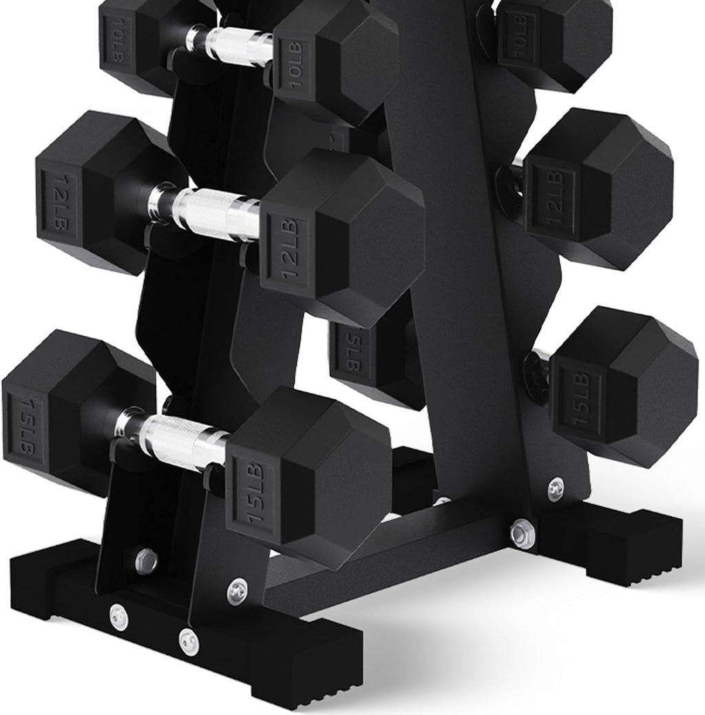 BalanceFrom Premium Rubber Encased Hex Dumbbell Sets, 46LBS Set, 60LBS Set, 100LBS Set