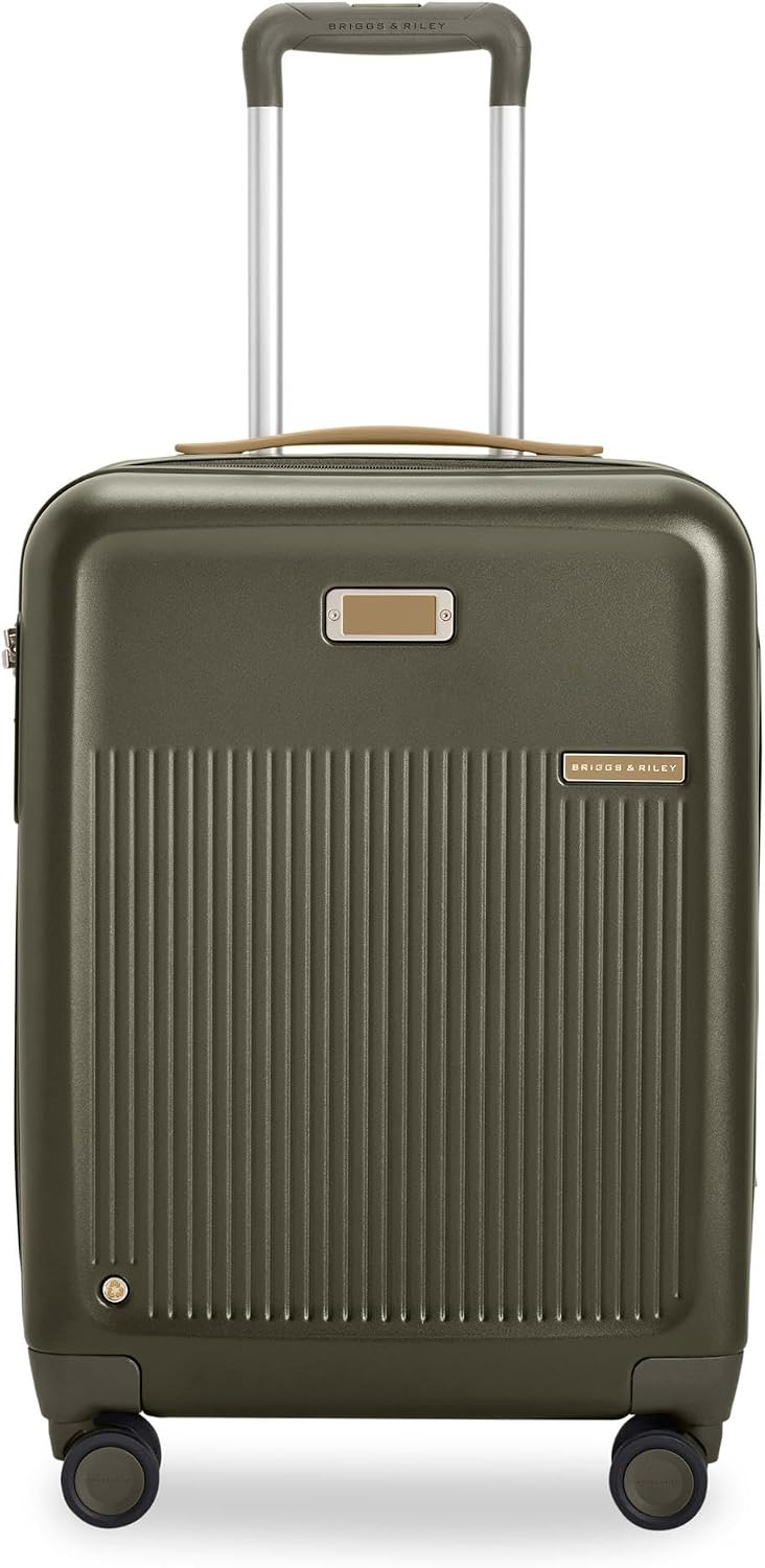 Briggs & Riley 21' Global Carry On Expandable Spinner - Luggage for Travel, Suitcases with Wheels, Hardside Rolling Bag for Men & Women, Self-Repairing Zipper - Sympatico Collection, Olive