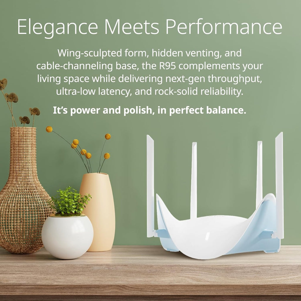 D-Link BE9500 Tri-Band Wi-Fi 7 Smart Router (R95) – Sculptured-Wing Design, 2.5 GbE, Self-Optimizing Mesh, Multi-Gig, Parental Controls, Alexa/Google Ready