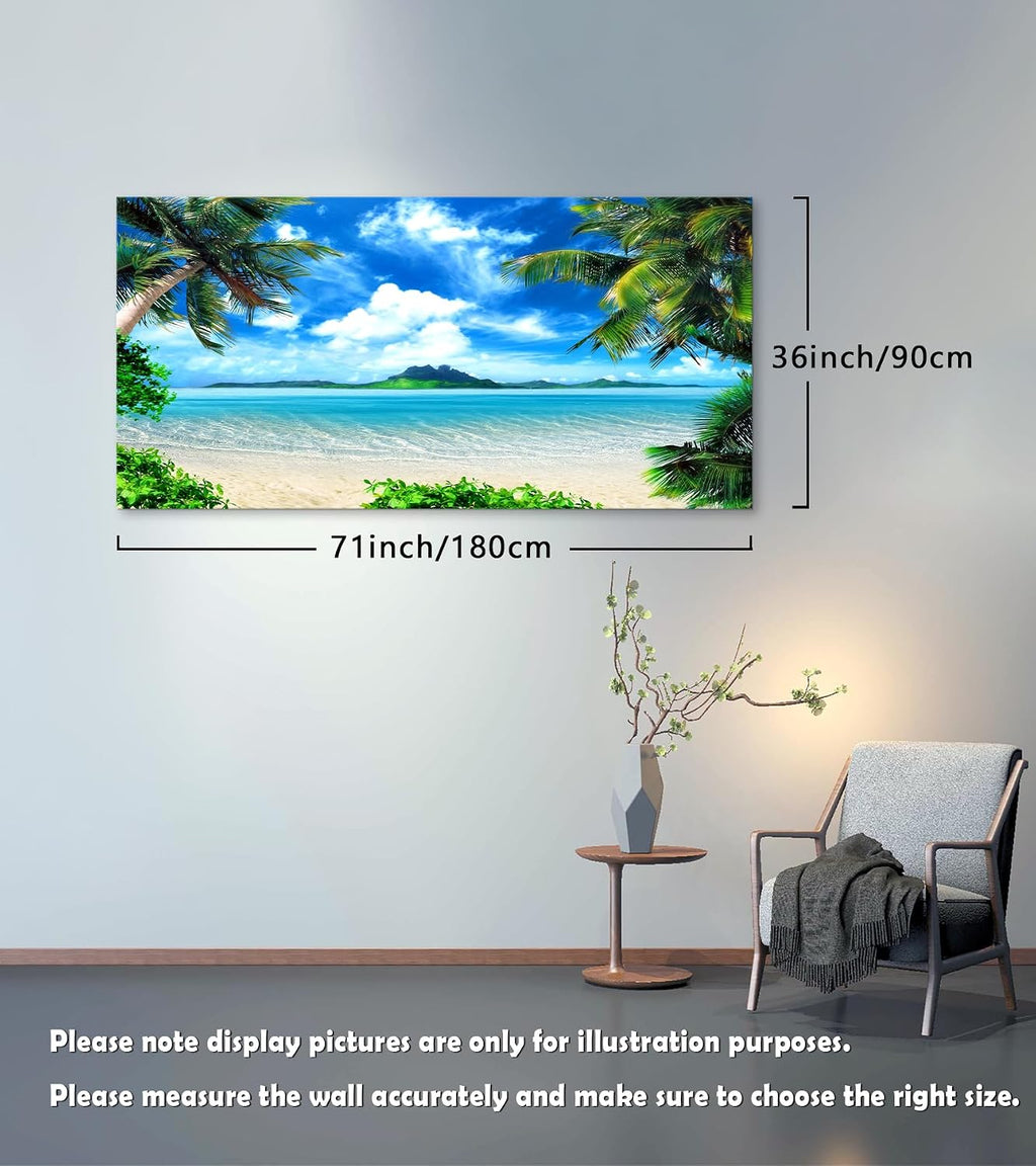 DZL Art S72798 Canvas Wall Art Ocean Waves Coconut Trees on Sands Beach Seascape Scenery Painting Nature Picture for Bedroom Home Office Wall Decor