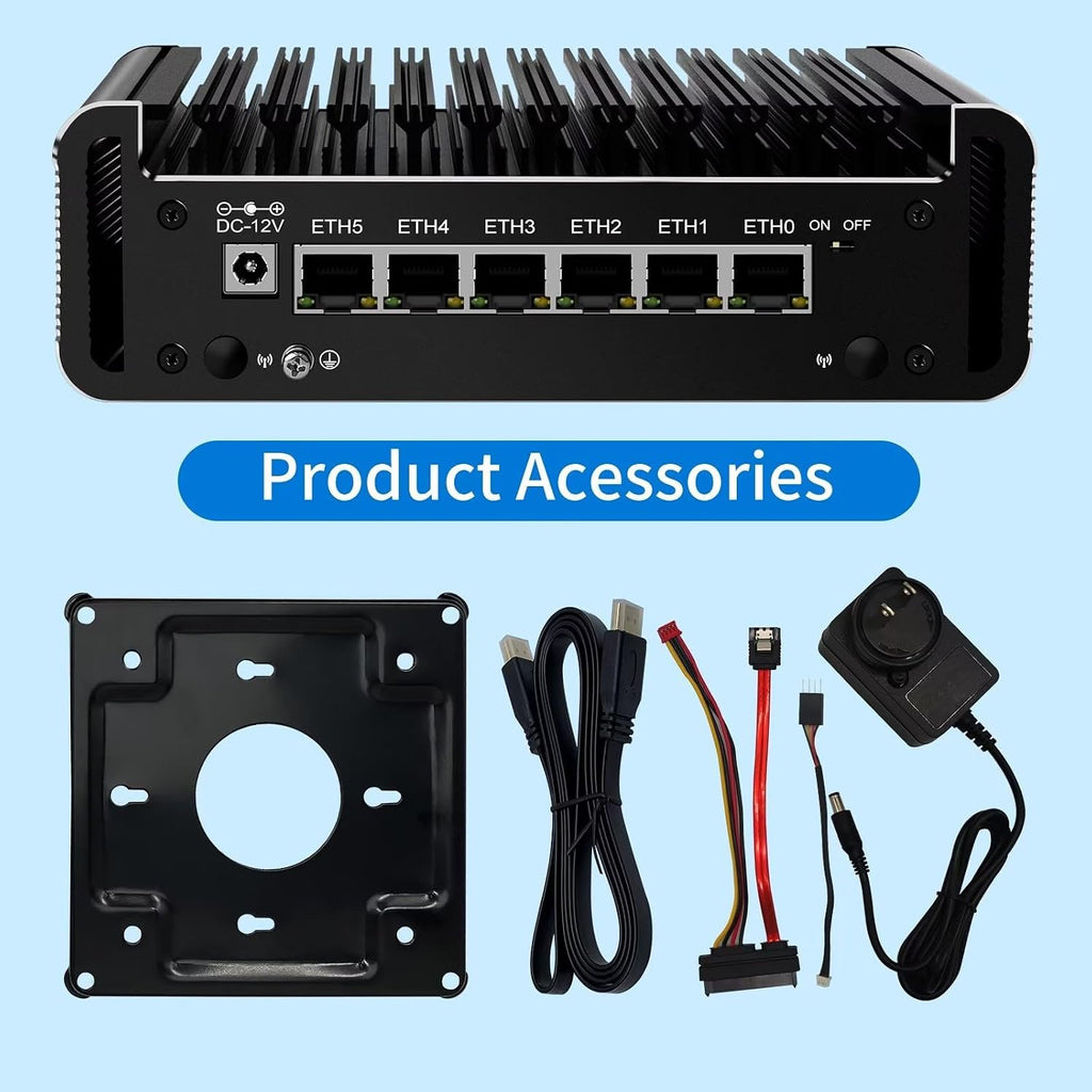 Firewall Mini PC N150 (N100 Upgrade), DDR5 8GB RAM 256GB NVMe SSD, 6 x 2.5GbE i226V LAN Fanless Computer Hardware, Micro Router Appliance, AES-NI, OPNsense, TypeC Port, TF Card Slot