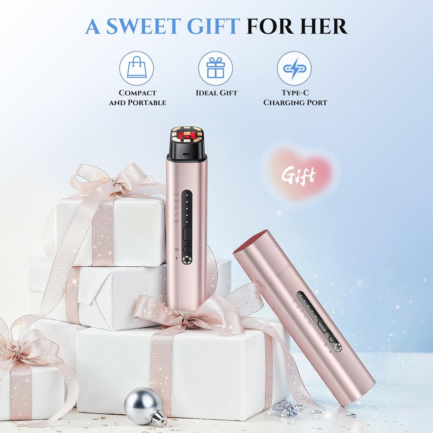 5-in-1 Mutifunctional Face Massager Tool - Skin Tightening & Lifting Device - 5 Color Face Light Therapy Device - Professional Skin Care Beauty Devices for Face, Neck, and Eyes