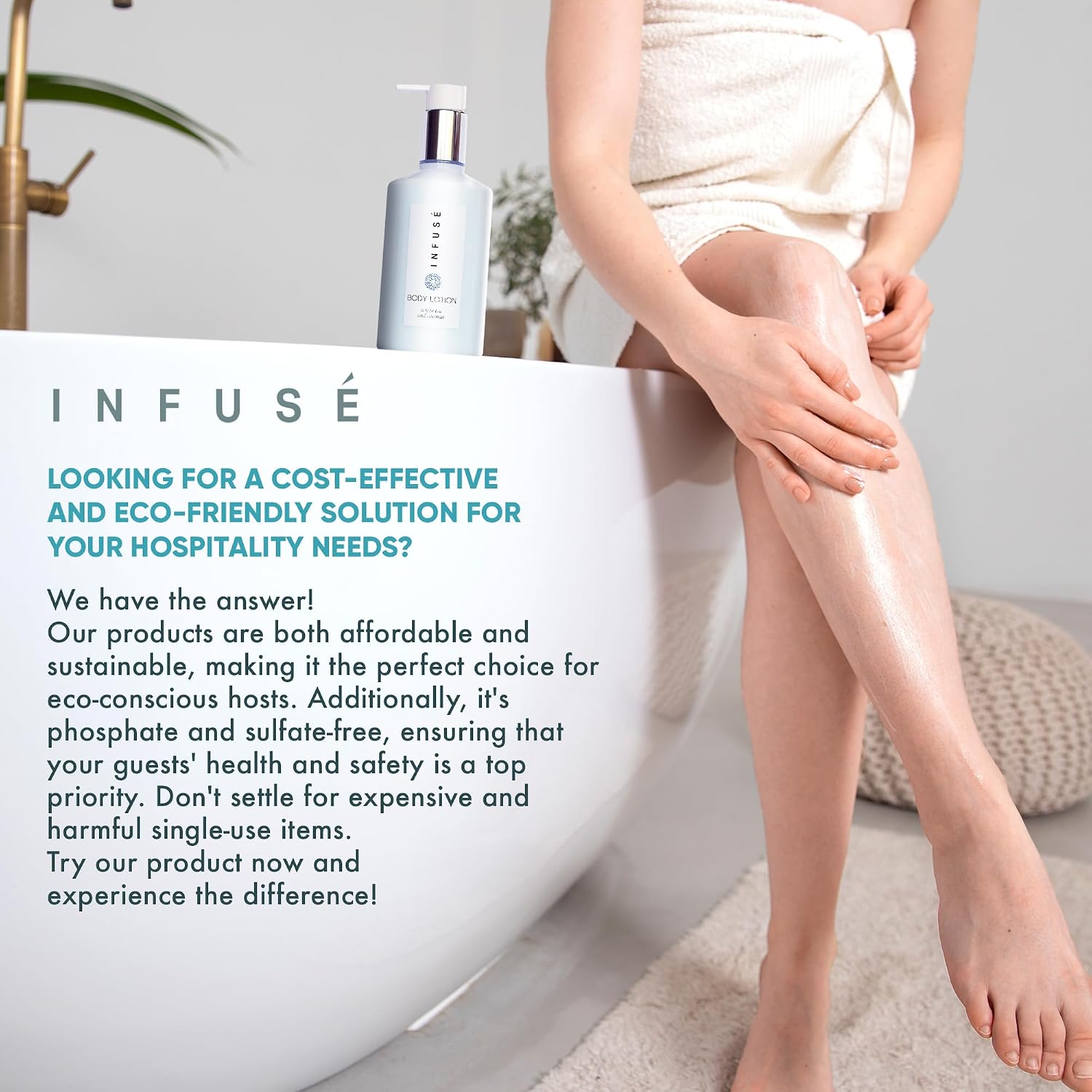 1-Shoppe Infuse 48 Piece Ecobox All-In-Kit | White Tea and Coconut Soap | 12 Shampoo, 12 Conditioner, 12 Body Wash and 12 Lotion | 10.14 oz Hotel Soaps and Toiletries Bulk | Personal Care Products