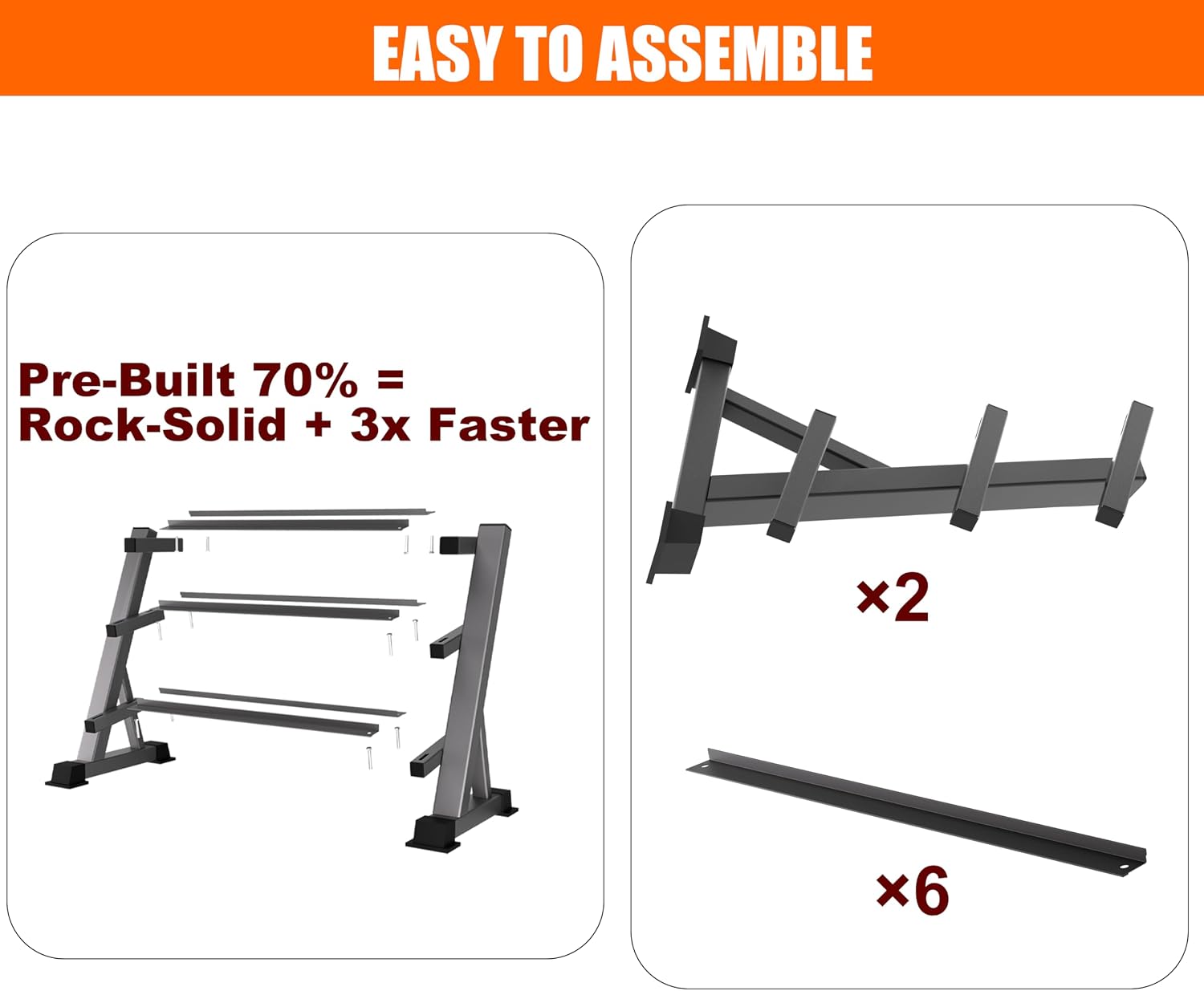 Heavy Duty 3 Tier Dumbbell Rack Stand, 1200LBS Commercial Weight Storage Organizer for Home Gym (Select Frame Type: Kettlebell Flat Tray, All Rails, or Rolling Wheels), Stand Only