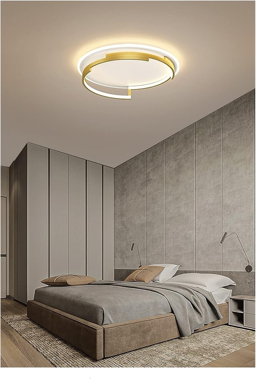 LED Ceiling Light for Bedroom Study Room Luminarias para Teto Led Lights for Home Round Lighting Fixture Modern (Color : Gold, Size : L-60cm)